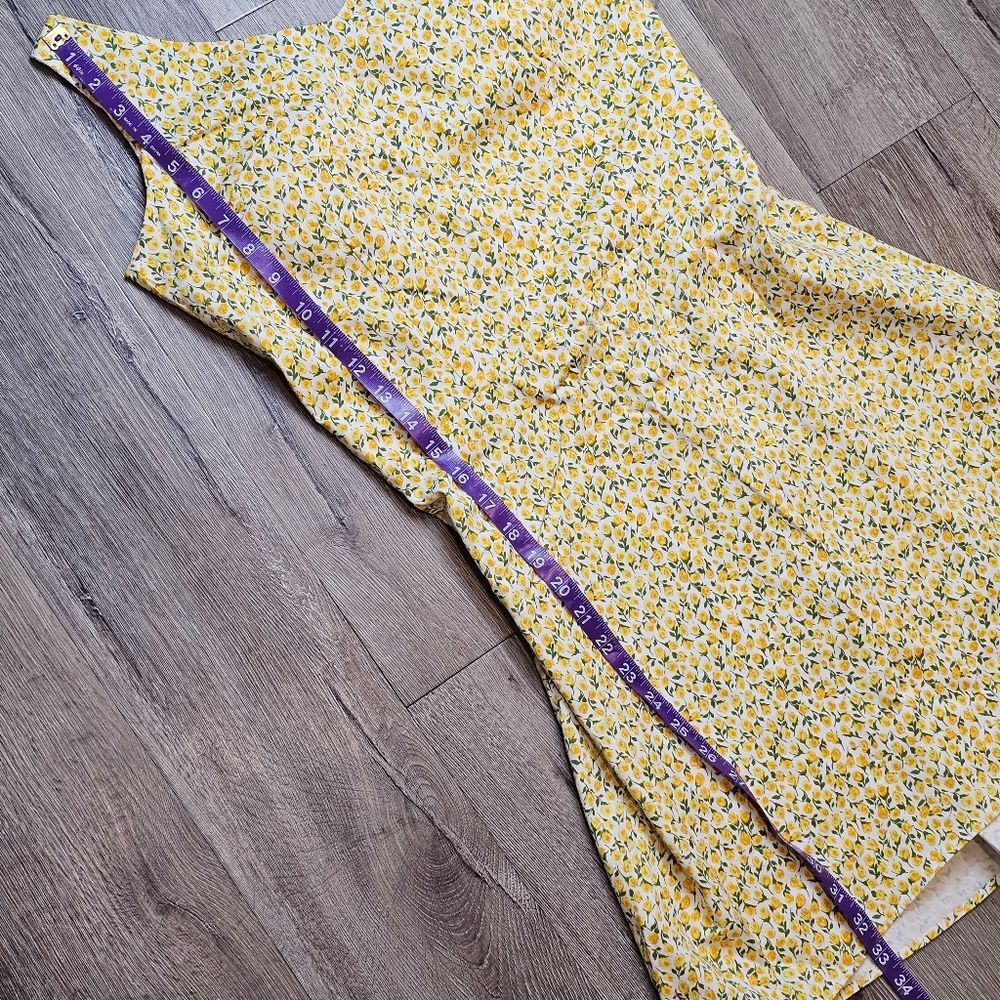 Vintage Yellow Sundress Size 10P Retro Pin-Up Cottage Rose Floral Ditsy Skater - Picture 4 of 9